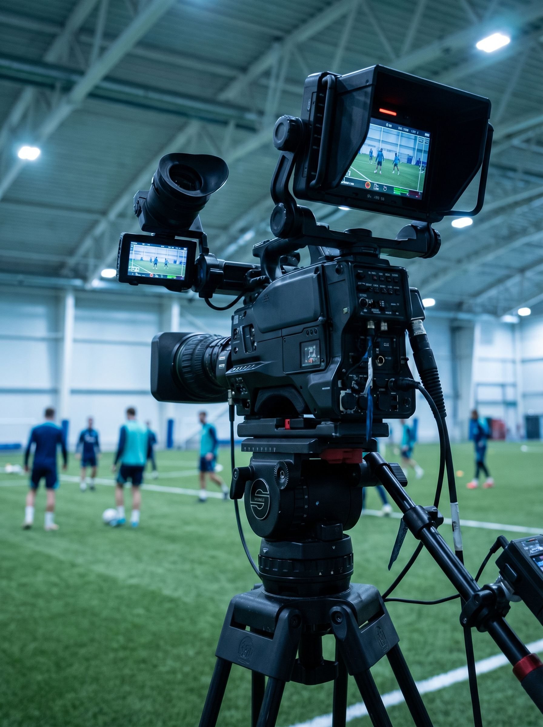 Câmera gravando treino profissional